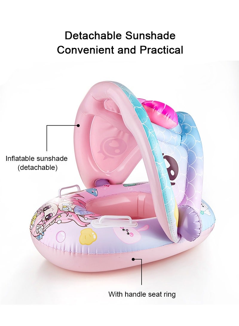 TAPIT Inflatable Swimming Ring for Children, Pool Swimming Float with Seat and Handle, Children Waist Float Ring Water Play Party Supplies for Kids Aged 1-4 Years Old (Pink Cute Shark) - Image 5