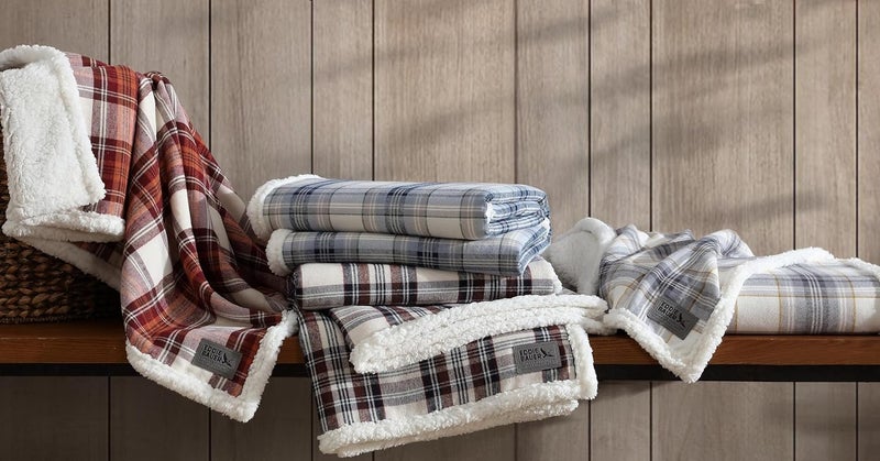 إدي بوار إدي باور – بطانية من القطن الناعم، مناسبة لجميع المواسم؛ مزينة بنمط أزرق (Edgewood Plaid). - Image 5