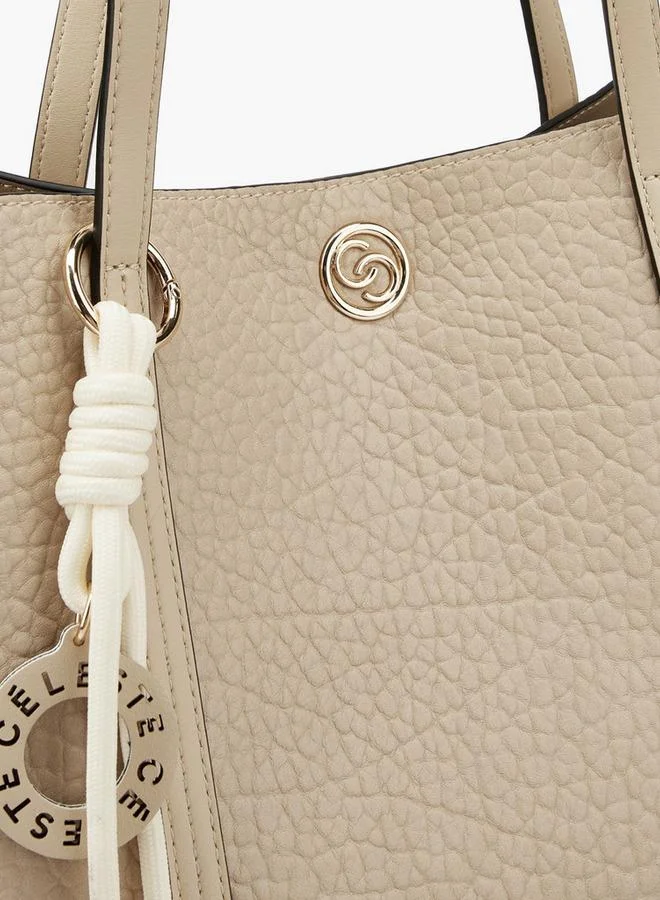 Celeste IVORY Textured Tote Bag With Pouch for Women | Best Price UAE
