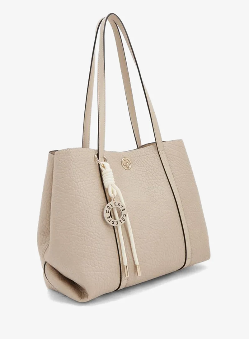 Celeste IVORY Textured Tote Bag With Pouch for Women | Best Price UAE