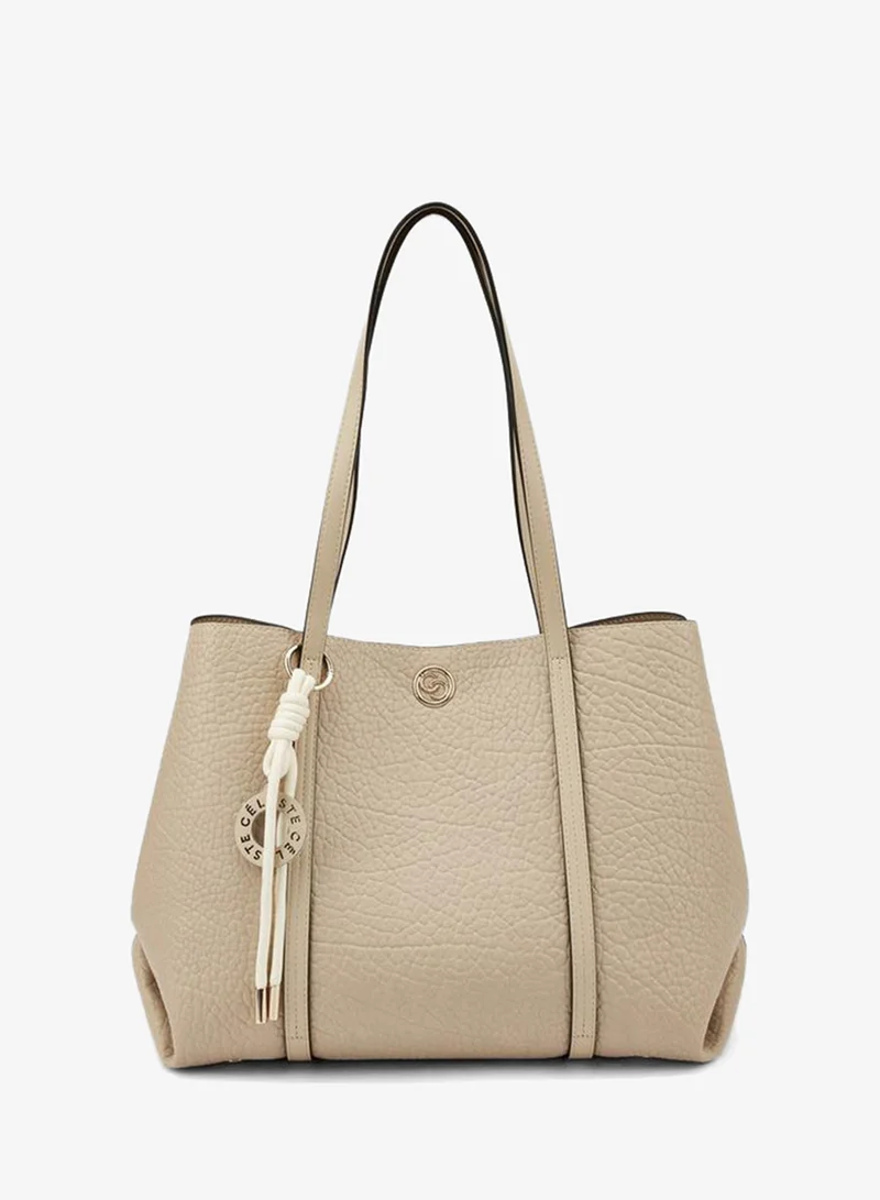 Celeste IVORY Textured Tote Bag With Pouch for Women | Best Price UAE