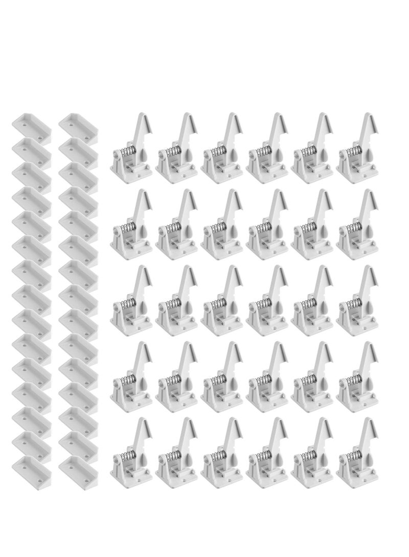 Excefore Cabinet Locks Child Safety Latches, 30Pcs Invisible Child Proof Cabinet Locks with Screws Child Proof Cabinet Latches Locks Self Adhesive Drawer Lock for Kids Home Kitchen Furniture Latch Door (White)  - Image 1