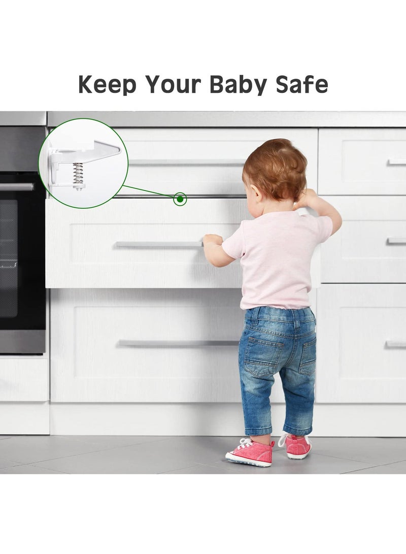 Excefore Cabinet Locks Child Safety Latches, 30Pcs Invisible Child Proof Cabinet Locks with Screws Child Proof Cabinet Latches Locks Self Adhesive Drawer Lock for Kids Home Kitchen Furniture Latch Door (White)  - Image 5