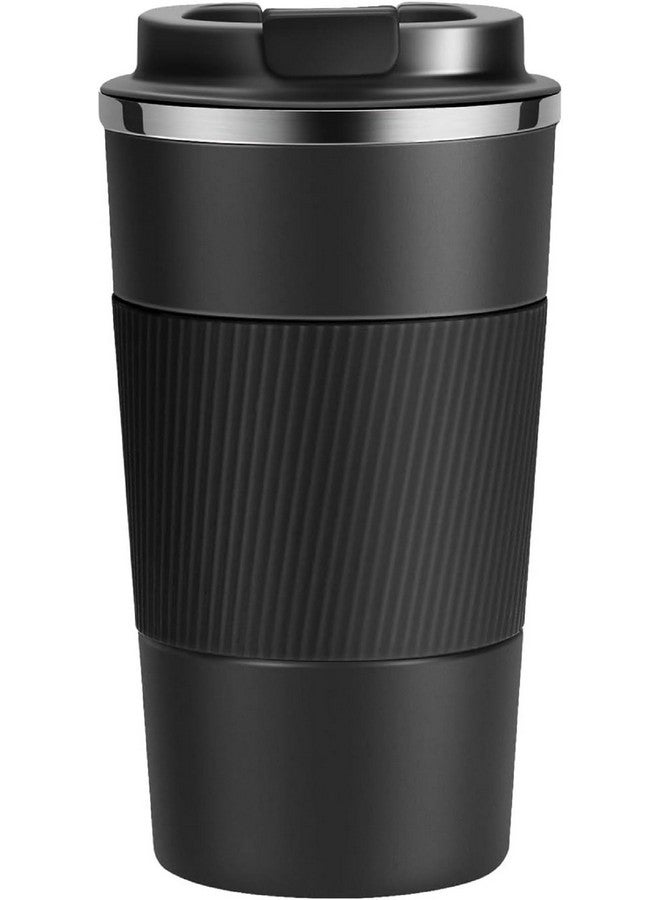 The Venti Travel Mug,Insulated Coffee Cup With Leakproof Lid,Vacuum Insulation Stainless Steel Reusable For Hot Cold Coffee, Water And Tea, Thermal Mug With Non-Slip Protective Cover, 510Ml (Black) - Image 1