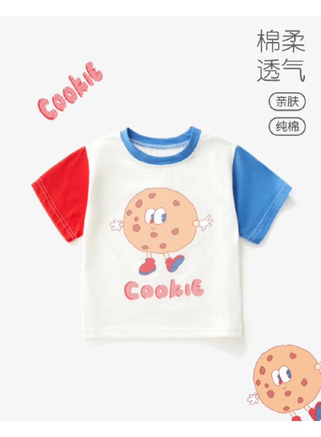 Doxiluka Summer Kids T-shirt Pure Cotton Thin Boys' Summer Outfit Simple Baby Short Sleeve Top Fashion Patchwork Sleeves - Image 1