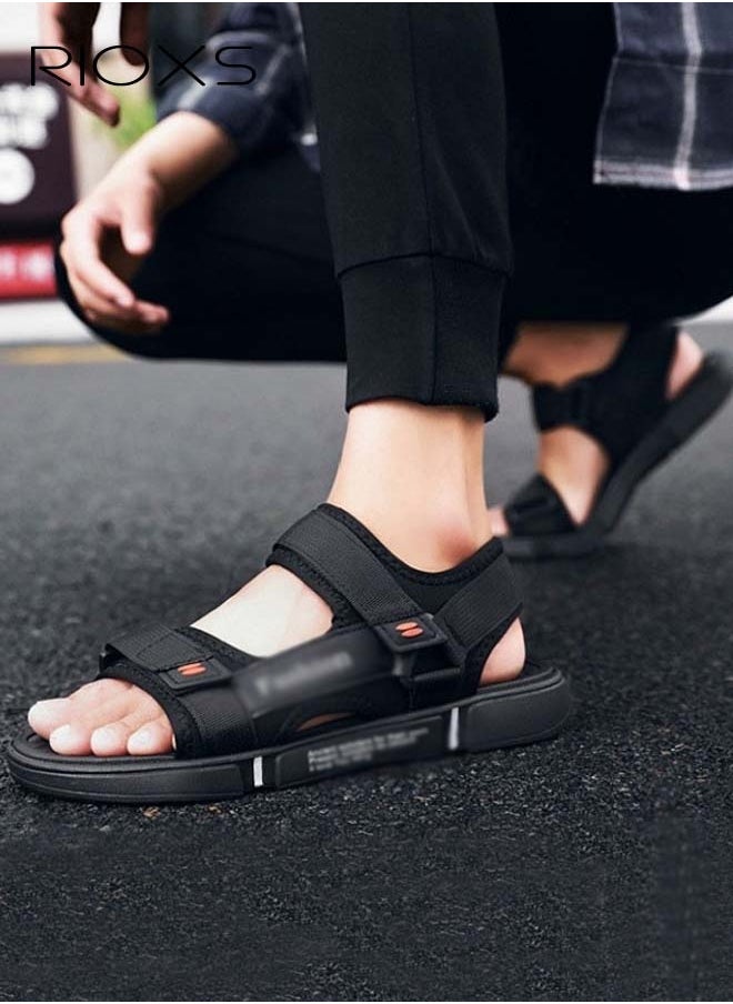 RIOXS Flat Sandals For Men, Casual Open Toe Sandal, Men's Breathable Non-Slip Beach Sandals, Mens Sport Sandals With Back-Strap, Outdoor Sandals For Men, Non-slip Lightweight Walking Hiking Sandals, Flat Sandals Shoes  - Image 2