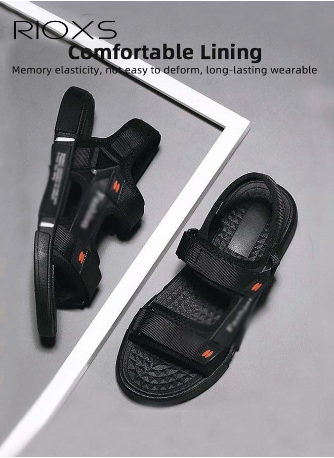 RIOXS Flat Sandals For Men, Casual Open Toe Sandal, Men's Breathable Non-Slip Beach Sandals, Mens Sport Sandals With Back-Strap, Outdoor Sandals For Men, Non-slip Lightweight Walking Hiking Sandals, Flat Sandals Shoes  - Image 3