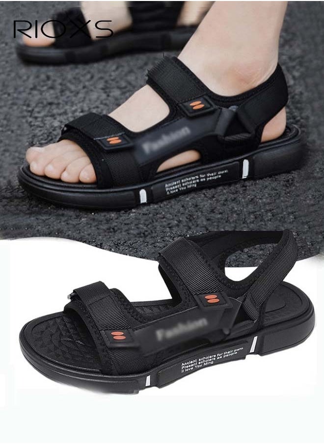 RIOXS Flat Sandals For Men, Casual Open Toe Sandal, Men's Breathable Non-Slip Beach Sandals, Mens Sport Sandals With Back-Strap, Outdoor Sandals For Men, Non-slip Lightweight Walking Hiking Sandals, Flat Sandals Shoes  - Image 1