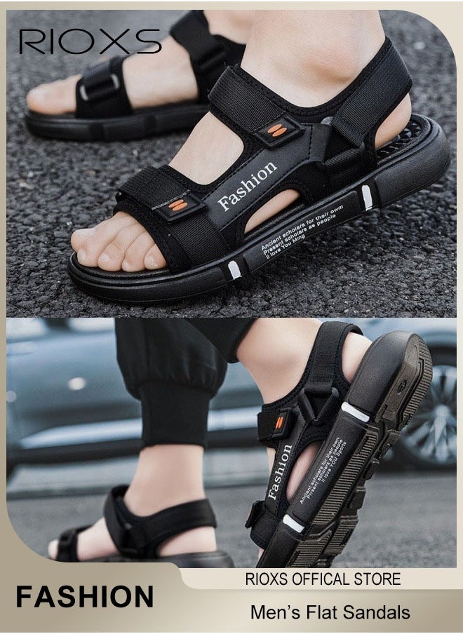 RIOXS Flat Sandals For Men, Casual Open Toe Water Sandal, Men's Breathable Non-Slip Beach Sandals, Mens Sport Sandals With Back-Strap, Outdoor Fisherman Sandals For Men, Non-slip Lightweight Walking Hiking Sandals, Water Shoes  - Image 2