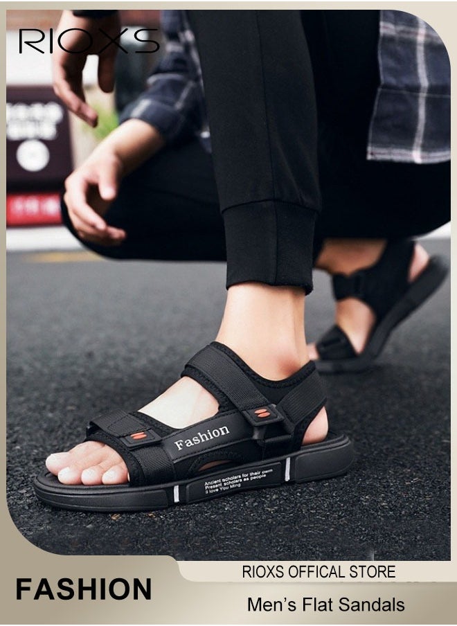 RIOXS Flat Sandals For Men, Casual Open Toe Water Sandal, Men's Breathable Non-Slip Beach Sandals, Mens Sport Sandals With Back-Strap, Outdoor Fisherman Sandals For Men, Non-slip Lightweight Walking Hiking Sandals, Water Shoes  - Image 3