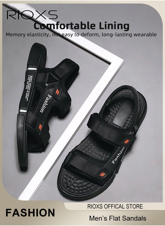 RIOXS Flat Sandals For Men, Casual Open Toe Water Sandal, Men's Breathable Non-Slip Beach Sandals, Mens Sport Sandals With Back-Strap, Outdoor Fisherman Sandals For Men, Non-slip Lightweight Walking Hiking Sandals, Water Shoes  - Image 4