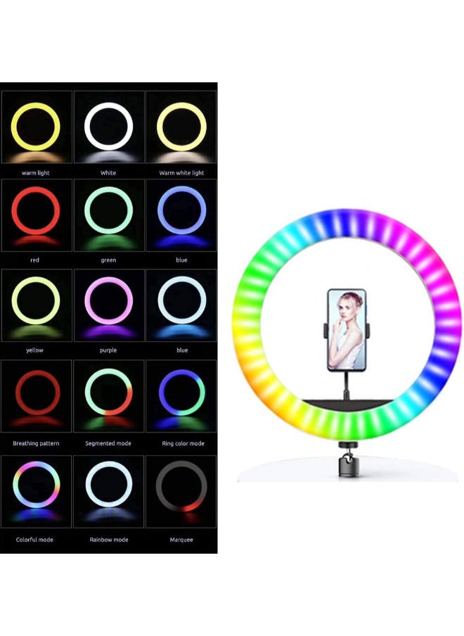 SHOPI - 10 Inch LED Ring Fill Light RGB Ring Lamp USB Ring Light Photo Selfie Lamp with Remote and Phone Stand for Streaming Video Photography - Image 1