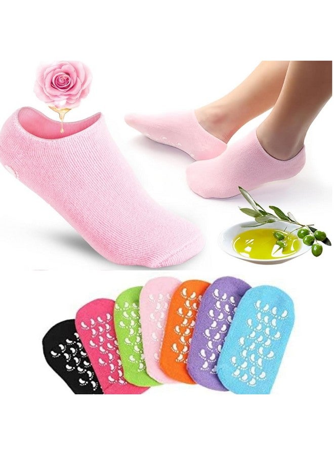 SPEFEZ Silicone Moisturizer Socks Spa Gel Socks Silicone Socks For Cracked Heel Silicone Socks For Women Ultra-Soft Moisturizing Socks with DIY Natural Oil and Vitamin E Repair (Multicolor) - Image 1
