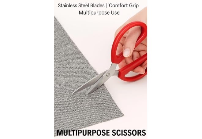 PIN tesoura 3083 Heavy Duty Forged Scissors – Multipurpose Stainless Steel Industrial Shears for Fabric, Plastic, Cardboard, Wire – Craft, Tailor, Utility Use – 8 Inch Comfort Grip - Image 4