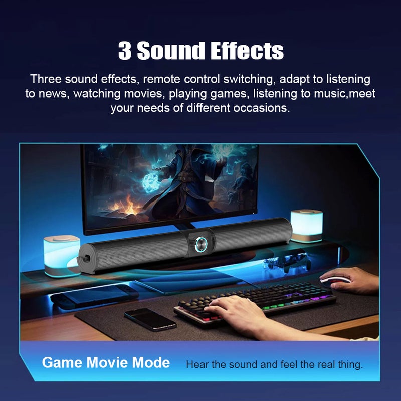 Home Theater Sound Bar for TV Computer BT Remote Control Wire Desktop PC Gaming Speaker 2000mAh Capacity Rechargeable Portable for Outdoors - Image 5