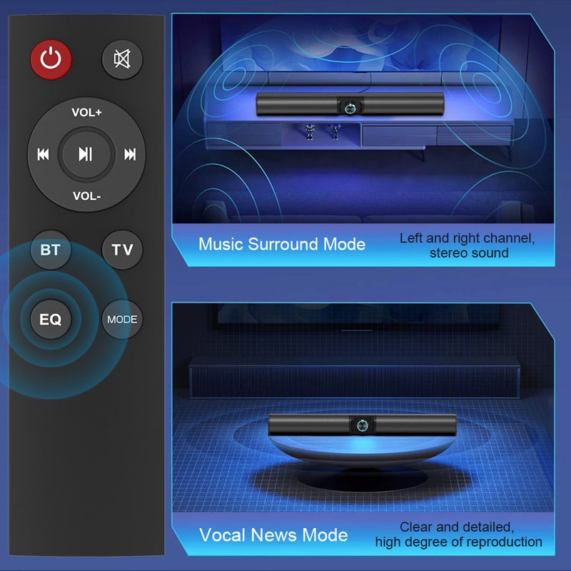 Home Theater Sound Bar for TV Computer BT Remote Control Wire Desktop PC Gaming Speaker 2000mAh Capacity Rechargeable Portable for Outdoors - Image 3