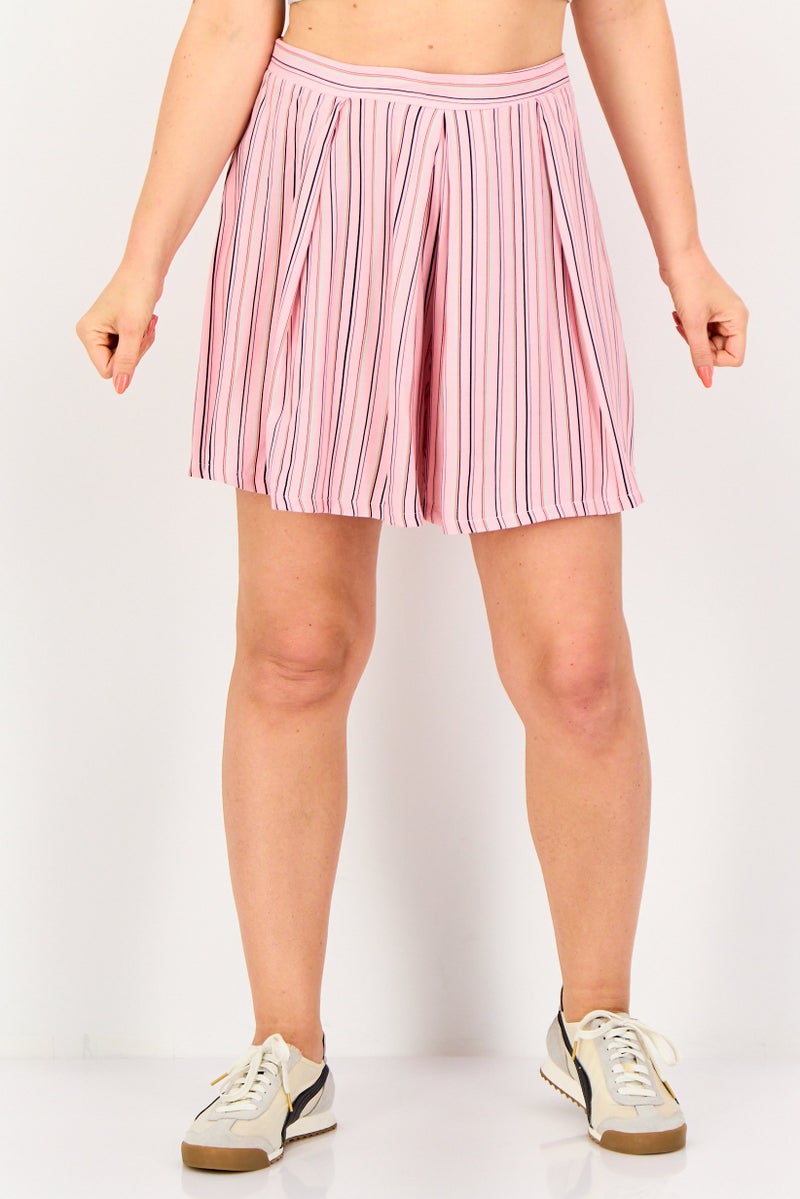 DOROTHY PERKINS Women Striped Basic Shorts, Pink - Image 1