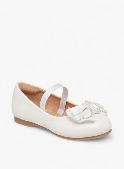 JUNIORS Girls Bow Accent Ballerina Shoes with Elasticated Strap