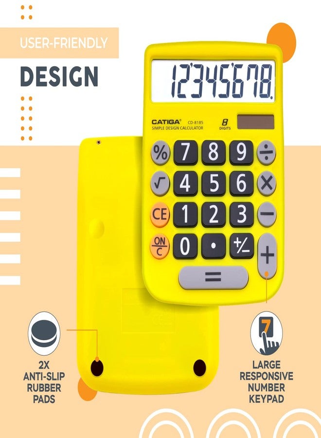 CATIGA Desktop Calculator 8 Digit with Solar Power and LCD Display, Big Buttons, for Home, Office, School, Class and Business, 4 Function Small Basic Calculators for Desk, CD-8185 - Image 4