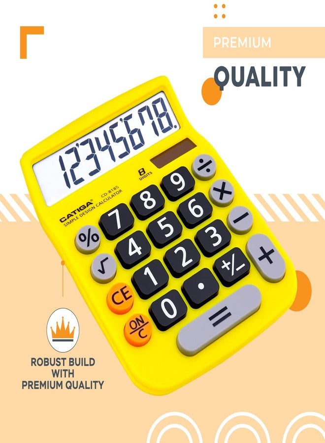 CATIGA Desktop Calculator 8 Digit with Solar Power and LCD Display, Big Buttons, for Home, Office, School, Class and Business, 4 Function Small Basic Calculators for Desk, CD-8185 - Image 5