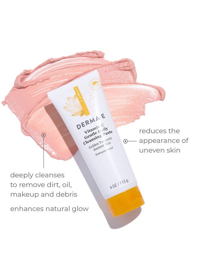 derma-e Ermae Vitamin C Gentle Daily Cleansing Paste Vitamin C Face Mask Or Cleanser With Turmeric Facial Mask Brightens & Clarifies 4.0 Oz - Image 3