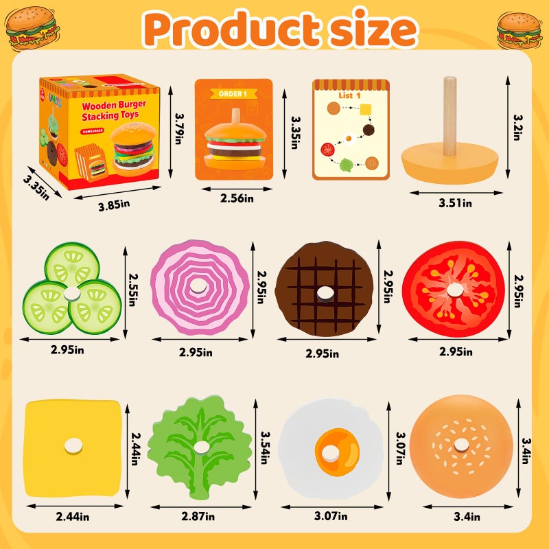 Jumlys Montessori Toys For 2  3  4  5  Year Old  Wooden Burger Stacking Toys  Fine Motor Toys For Kids Boys Girls  Ideal Preschool Educational And Learning Toys  Perfect Christmas Birthday Gifts - Image 5