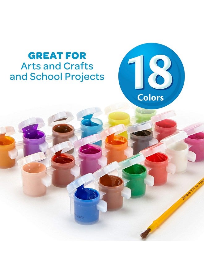 Crayola Washable Kid's Paint Pots with One Brush Classic and Bold (18 Count) - Image 2