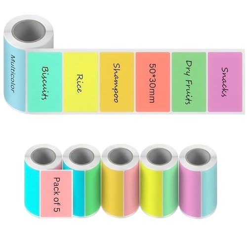 Seznik Multicolor Sticky Adhesive Thermal Labels, 50 mm width by 30mm width, Compatible with all model 2 inch Mini Thermal Printer (Multicolor- 50 * 30mm - 450 Labels) - Image 1