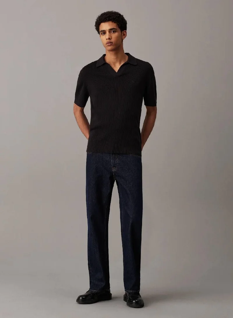 Calvin Klein Jeans  Ribbed Short Sleeve Polo Jumper for Men | Best Price UAE