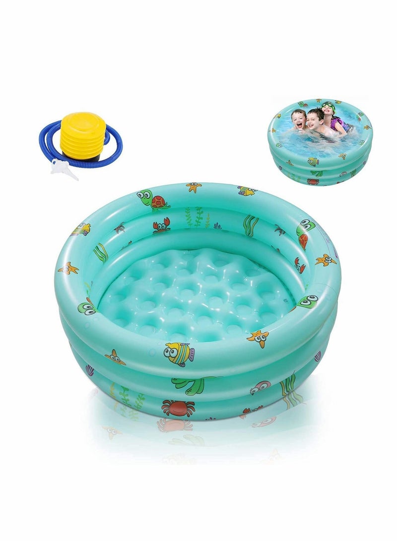 واي آند دي Paddling Pools for Kids, Inflatable Kiddie Swimming Pool Ocean Life 3 Ring with Safety Floor and Free Air Pump Family Toddlers Children Garden Outdoor Pool(100*27cm) - Image 1