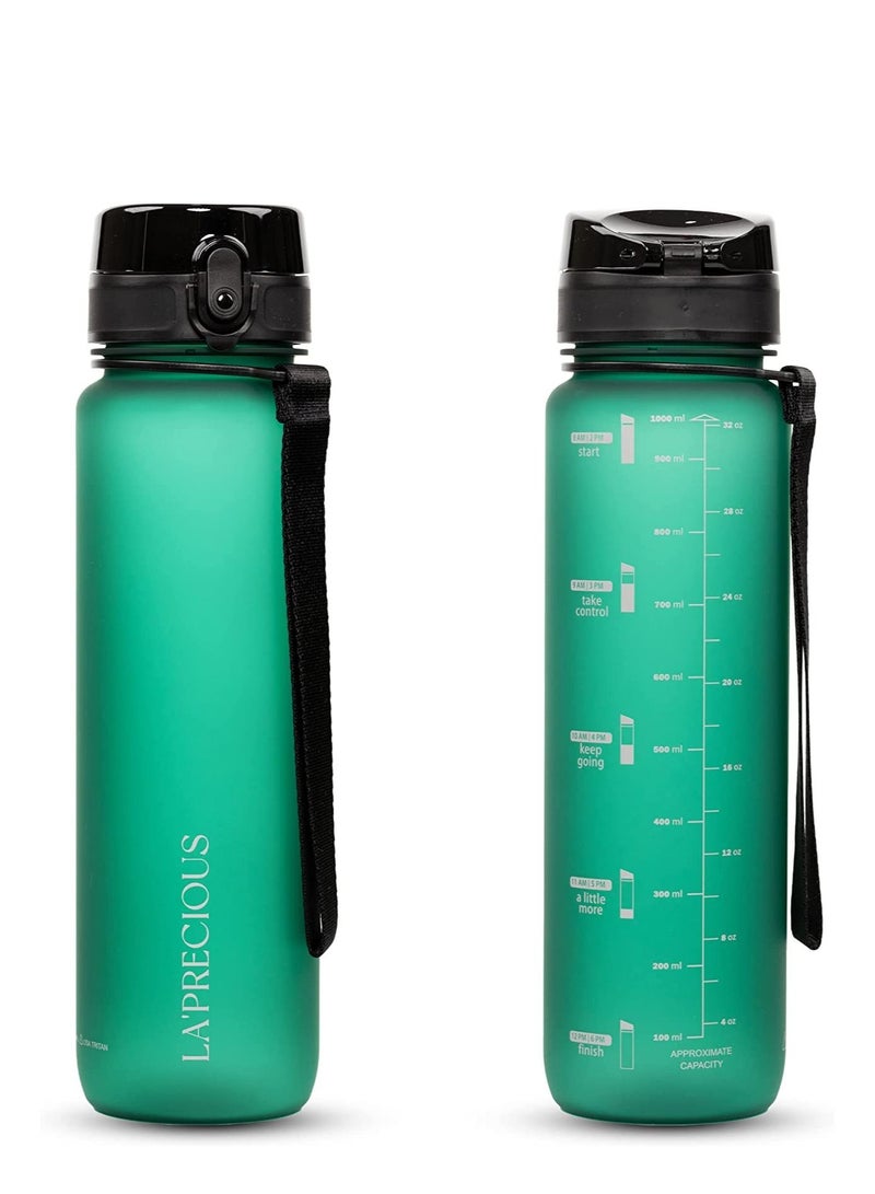 LA' PRECIOUS 1L Water Bottle for Adults and Kids - USA Tritan Material Non-Toxic BPA Free - Fast Flow - Flip Top Leak Proof Lid and One Click Open - Image 1