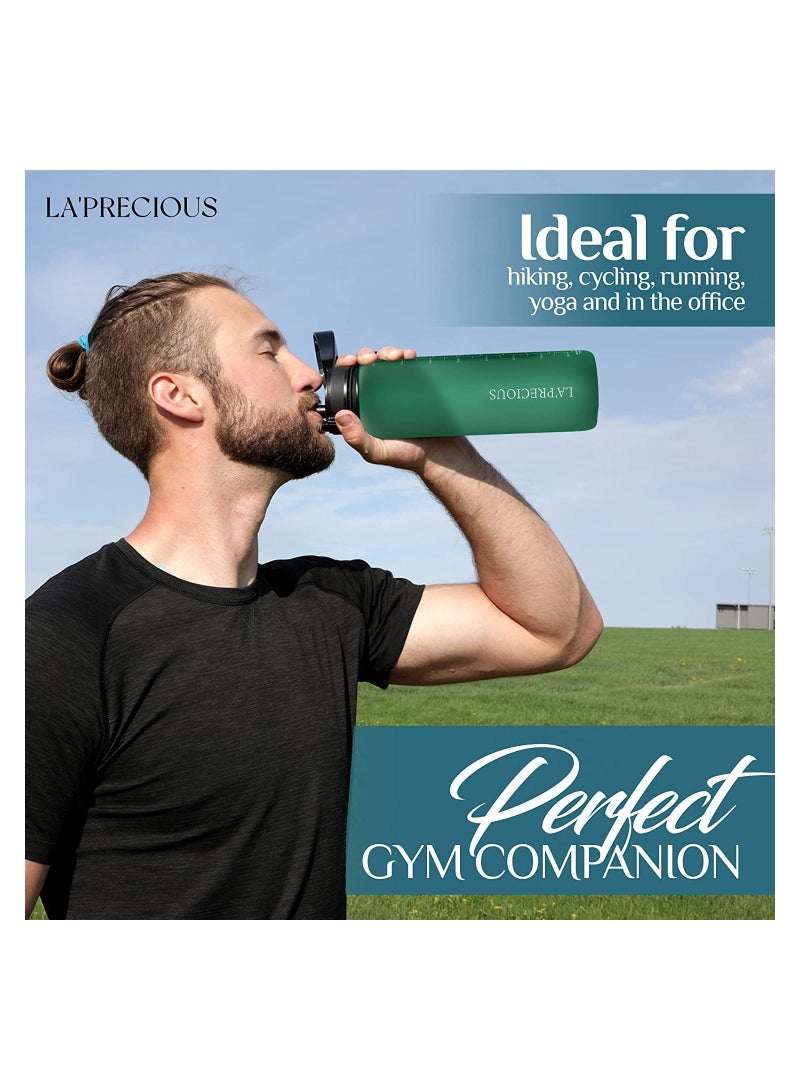 LA' PRECIOUS 1L Water Bottle for Adults and Kids - USA Tritan Material Non-Toxic BPA Free - Fast Flow - Flip Top Leak Proof Lid and One Click Open - Image 2