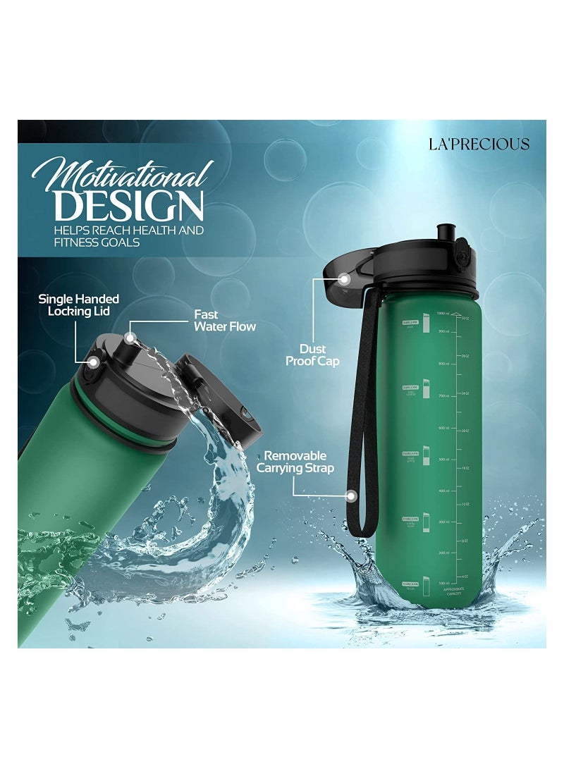 LA' PRECIOUS 1L Water Bottle for Adults and Kids - USA Tritan Material Non-Toxic BPA Free - Fast Flow - Flip Top Leak Proof Lid and One Click Open - Image 4