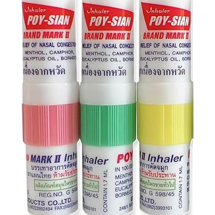 POY SIAN POY-SIAN Mark II Menthol Aromatherapy Nasal Inhaler, Natural Herbal Remedy with Cooling Essential Oils Poysian (Pack of 3) - Image 1