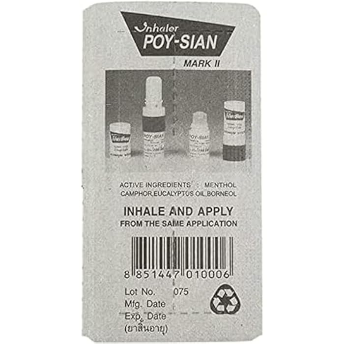 POY SIAN POY-SIAN Mark II Menthol Aromatherapy Nasal Inhaler, Natural Herbal Remedy with Cooling Essential Oils Poysian (Pack of 3) - Image 5