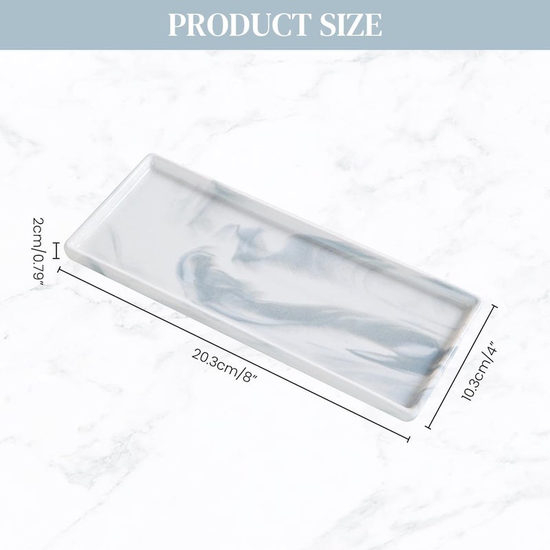 HASTHIP ® Rectangular Ceramic Vanity Tray, 23.5x9.3cm, Marble Pattern Multipurpose Organizer for Jewelry, Makeup, Perfume, Toiletries & Countertop Decor, Tray for Decoration (1 Pc) - Image 2