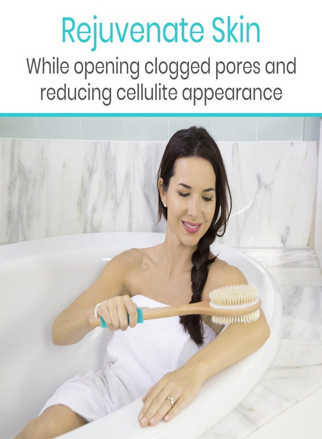 Vive Back Scrubber for Shower - Long Handle Dry Brushing Body Brush with Soft & Stiff Bristles - Exfoliating Shower Loofah & Bath Scrubber Cleaner for Women, Men, Elderly - Antiskid Grip - Image 3