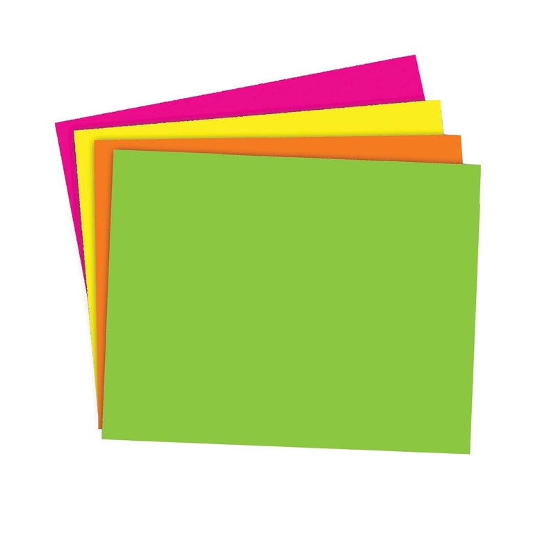 School Smart Poster Board Paper, Neon, Assorted Colors, 12 pt Thick, For Posters, Signs, Crafts, Displays, Classroom Projects, 11 x 14 Inches, 25 Pack - Image 1