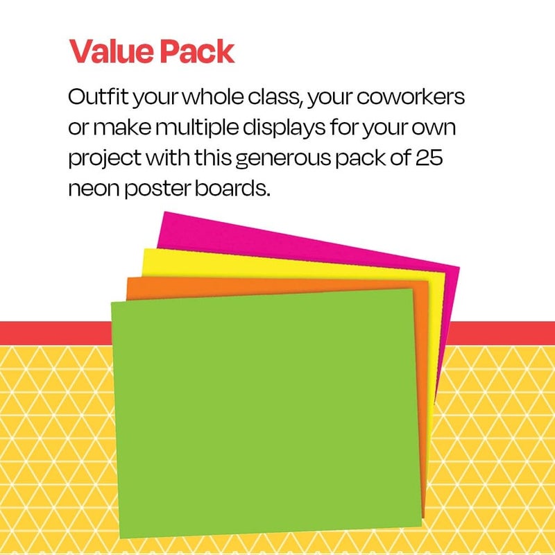 School Smart Poster Board Paper, Neon, Assorted Colors, 12 pt Thick, For Posters, Signs, Crafts, Displays, Classroom Projects, 11 x 14 Inches, 25 Pack - Image 5