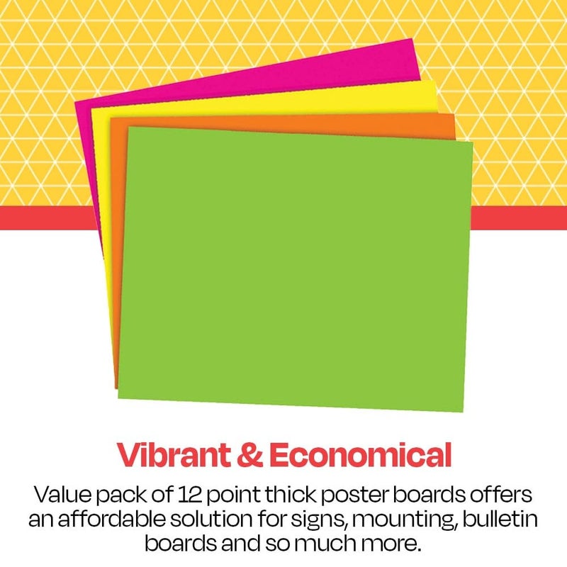 School Smart Poster Board Paper, Neon, Assorted Colors, 12 pt Thick, For Posters, Signs, Crafts, Displays, Classroom Projects, 11 x 14 Inches, 25 Pack - Image 4