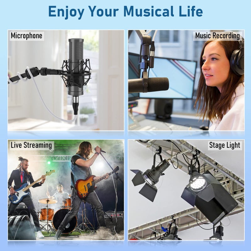 EBXYA كابل EBXYA XLR بطول 50 قدم - حزمة مكونة من 2 - كابل ميكروفون متوازن ممتاز مع كابل ميكروفون مكبر صوت 3 دبابيس XLR ذكر إلى أنثى، أبيض - Image 5