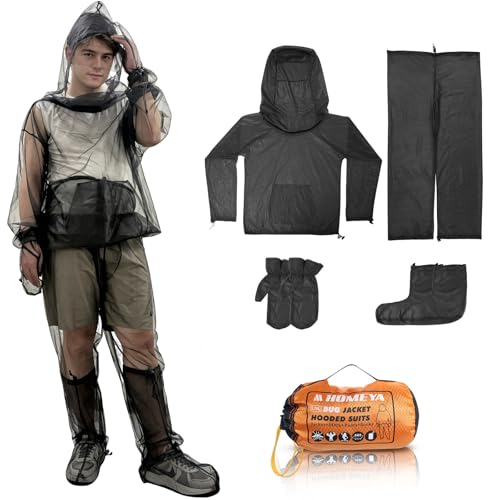 HOMEYA 4-Piece Mosquito Suit L/XL for Men & Women, Full Body Bug Jacket with Zippered Hood, Pants, Gloves & Foot Covers, Ultra-Fine No-See-Um Mesh, Breathable Insect Protection for Camping Fishing Gardening - Image 1