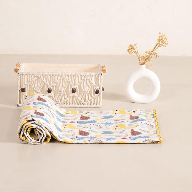 HOMEMONDE 100% Cotton Reversible Dohar for Newborn Baby Boy and Girl, 3 Layer Baby Dohar, Soft & Breathable, Ideal for All Seasons, 0-4 Years, Size- 55" x 39" (140 cm x 100 cm) - Dino Adventure - Image 1