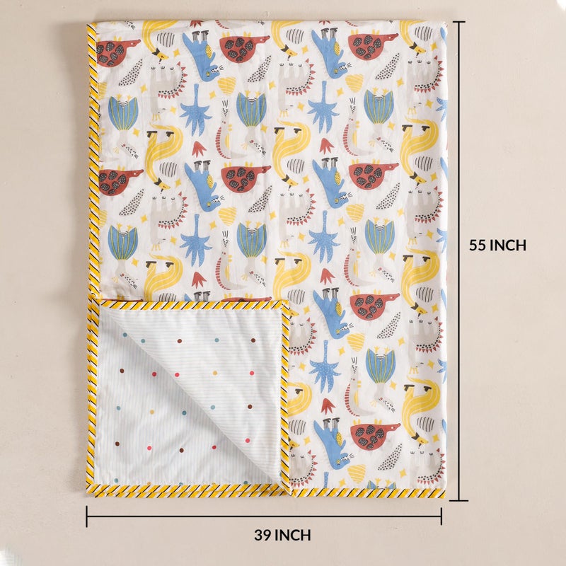 HOMEMONDE 100% Cotton Reversible Dohar for Newborn Baby Boy and Girl, 3 Layer Baby Dohar, Soft & Breathable, Ideal for All Seasons, 0-4 Years, Size- 55" x 39" (140 cm x 100 cm) - Dino Adventure - Image 3