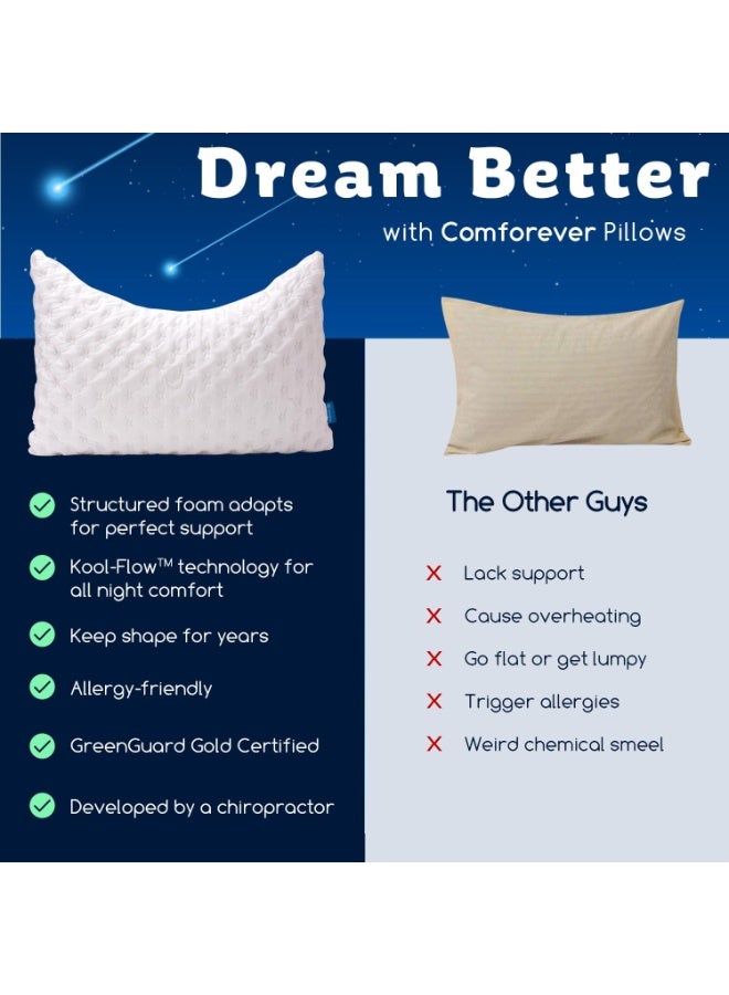 KUCEY Cooling Side Sleeper Pillow for Neck and Shoulder Pain, Luxury Shredded Memory Foam Curved Bed Pillows for Sleeping Set of 1- Adjustable Queen Size- Washable Cover Crescent White - Image 3