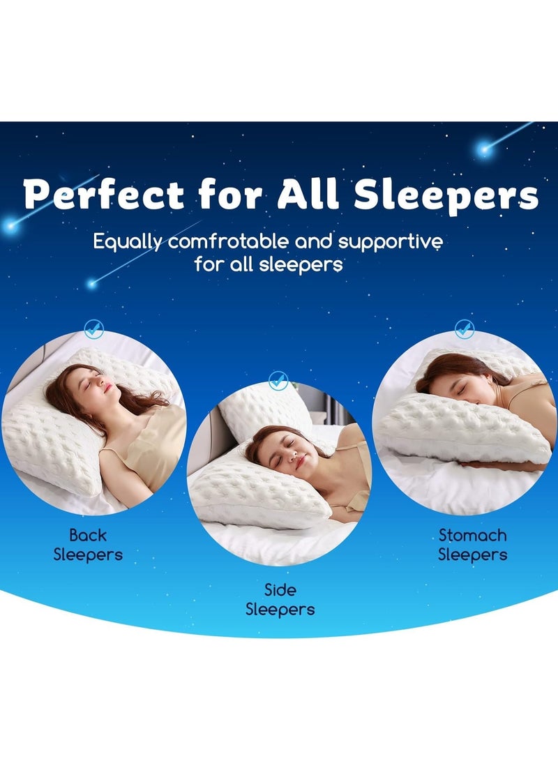 KUCEY Cooling Side Sleeper Pillow for Neck and Shoulder Pain, Luxury Shredded Memory Foam Curved Bed Pillows for Sleeping Set of 1- Adjustable Queen Size- Washable Cover Crescent White - Image 2