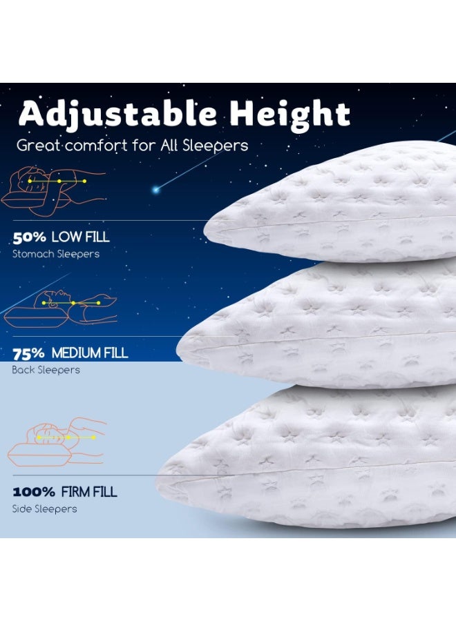 KUCEY Cooling Side Sleeper Pillow for Neck and Shoulder Pain, Luxury Shredded Memory Foam Curved Bed Pillows for Sleeping Set of 1- Adjustable Queen Size- Washable Cover Crescent White - Image 5