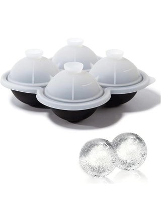 Large Ice Cube Trays - 2.5" Flexible 4 Ice Balls Maker with Leak Proof Funnel Lids, BPA Free Round Silicone Ice Cube Molds, Reusable Sphere Ice Tray for Cocktails, Drinks, Coffee, Juice - pzsku/ZC7E2AC054411E51333CBZ/45/1745806441/0a2af8e8-6996-46d3-a4c6-573cf6c855d7
