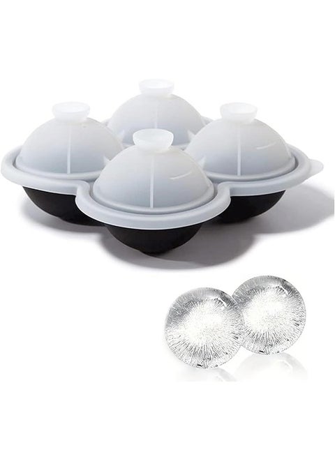Large Ice Cube Trays - 2.5" Flexible 4 Ice Balls Maker with Leak Proof Funnel Lids, BPA Free Round Silicone Ice Cube Molds, Reusable Sphere Ice Tray for Cocktails, Drinks, Coffee, Juice