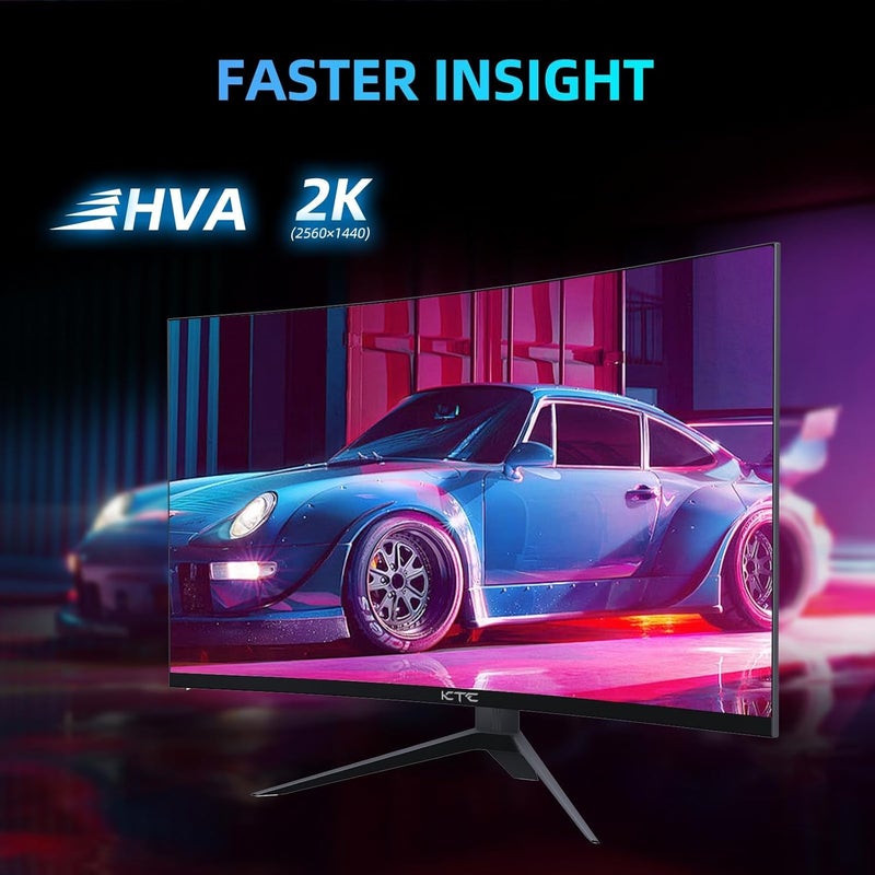 KTC 27 Inch 180Hz Curved WQHD Gaming Monitor, 2K (2560x1440P), 1500R HVA Display, FreeSync Premium, HDR, 120% sRGB, DisplayPort/HDMI/USB Vesa, for Gamers - Image 3